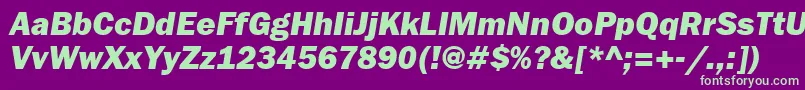 FranklingothheavybttItalic Font – Green Fonts on Purple Background