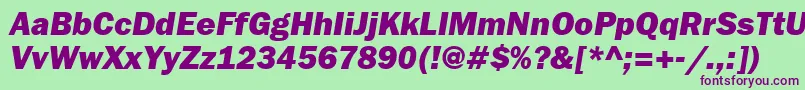 Czcionka FranklingothheavybttItalic – fioletowe czcionki na zielonym tle