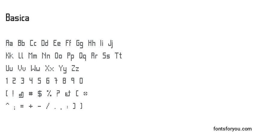Schriftart Basica – Alphabet, Zahlen, spezielle Symbole