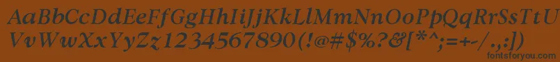 フォントAvdiraBoldItalic – 黒い文字が茶色の背景にあります