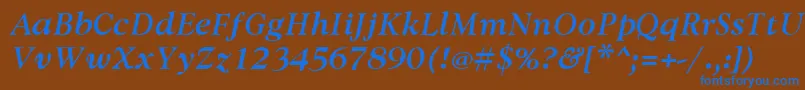 AvdiraBoldItalic Font – Blue Fonts on Brown Background