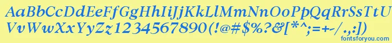 AvdiraBoldItalic Font – Blue Fonts on Yellow Background
