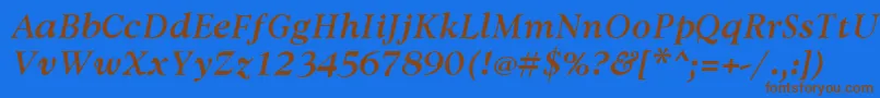 AvdiraBoldItalic Font – Brown Fonts on Blue Background