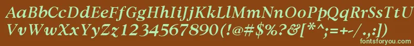AvdiraBoldItalic-fontti – vihreät fontit ruskealla taustalla