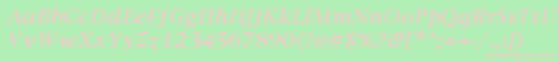 フォントAvdiraBoldItalic – 緑の背景にピンクのフォント