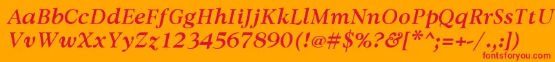 AvdiraBoldItalic Font – Red Fonts on Orange Background