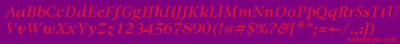 AvdiraBoldItalic Font – Red Fonts on Purple Background
