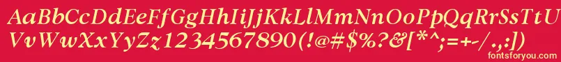 フォントAvdiraBoldItalic – 黄色の文字、赤い背景