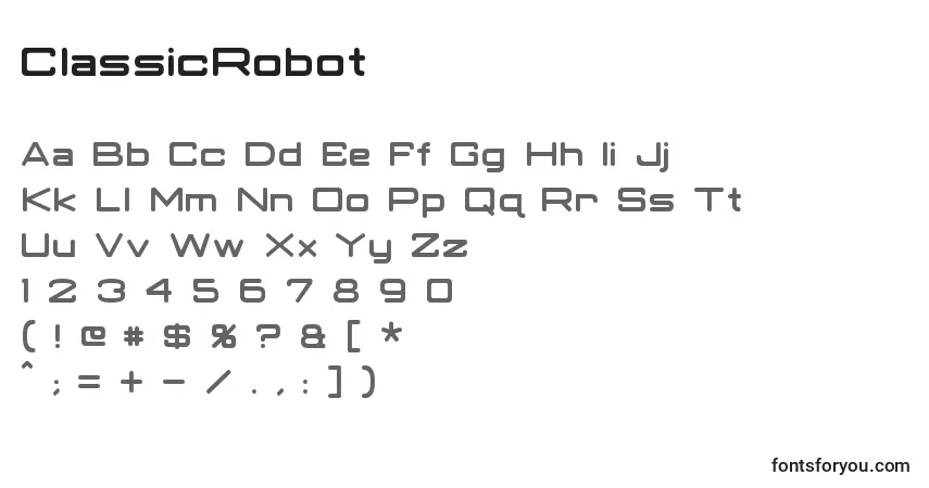 Schriftart ClassicRobot – Alphabet, Zahlen, spezielle Symbole