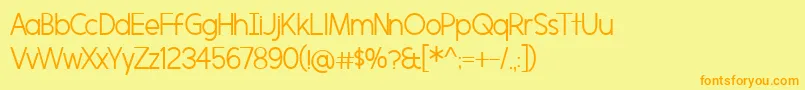 フォントBmdMorningtypeLight – オレンジの文字が黄色の背景にあります。