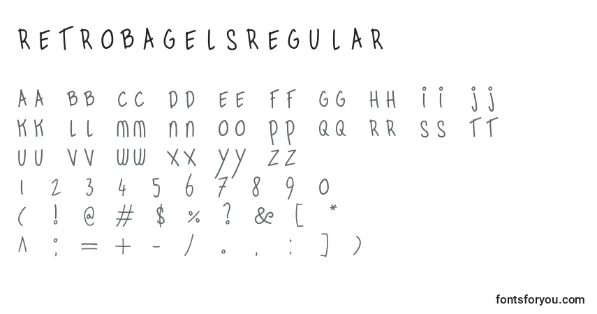 Czcionka RetrobagelsRegular – alfabet, cyfry, specjalne znaki