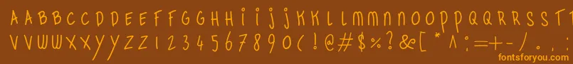 RetrobagelsRegular-Schriftart – Orangefarbene Schriften auf braunem Hintergrund