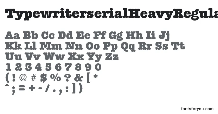 Czcionka TypewriterserialHeavyRegular – alfabet, cyfry, specjalne znaki