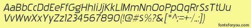 Fonte PakenhamxprgItalic – fontes pretas em um fundo amarelo