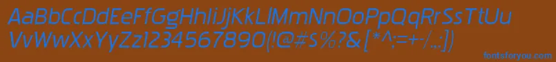 Fonte PakenhamxprgItalic – fontes azuis em um fundo marrom