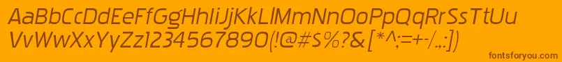 Fonte PakenhamxprgItalic – fontes marrons em um fundo laranja