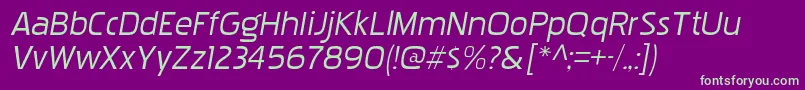 フォントPakenhamxprgItalic – 紫の背景に緑のフォント