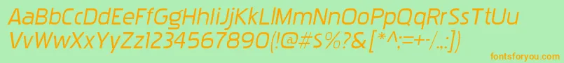 Fonte PakenhamxprgItalic – fontes laranjas em um fundo verde