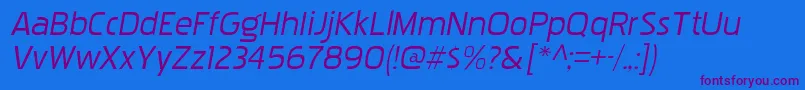 Police PakenhamxprgItalic – polices violettes sur fond bleu