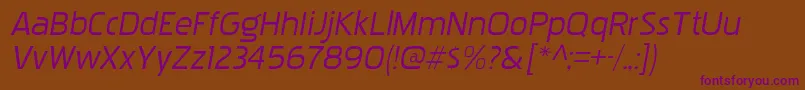 PakenhamxprgItalic-Schriftart – Violette Schriften auf braunem Hintergrund