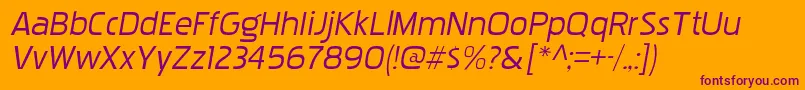 PakenhamxprgItalic-Schriftart – Violette Schriften auf orangefarbenem Hintergrund