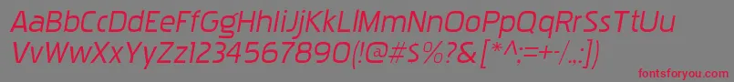 フォントPakenhamxprgItalic – 赤い文字の灰色の背景