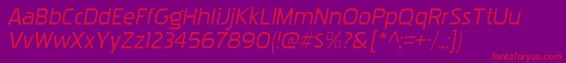 Czcionka PakenhamxprgItalic – czerwone czcionki na fioletowym tle