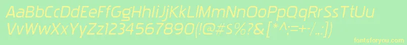 フォントPakenhamxprgItalic – 黄色の文字が緑の背景にあります