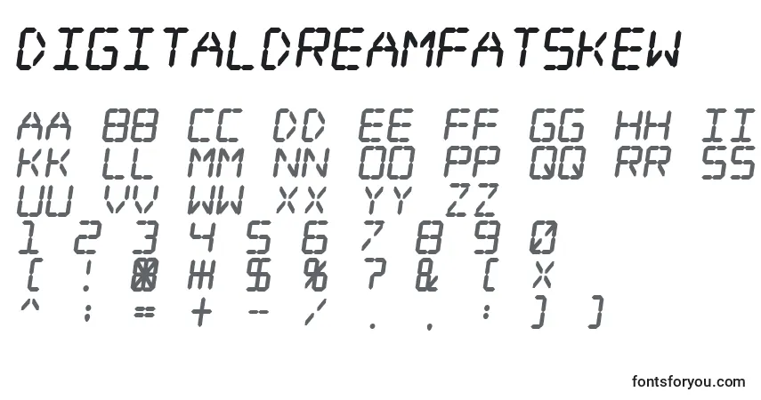Шрифт Digitaldreamfatskew – алфавит, цифры, специальные символы