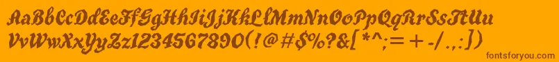 Truegritgtt-Schriftart – Braune Schriften auf orangefarbenem Hintergrund