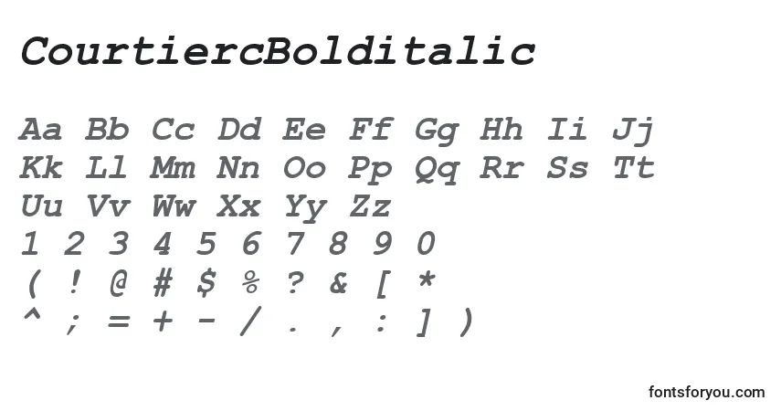Czcionka CourtiercBolditalic – alfabet, cyfry, specjalne znaki
