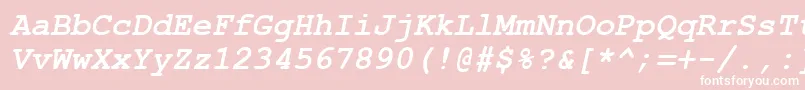 CourtiercBolditalic-fontti – valkoiset fontit vaaleanpunaisella taustalla