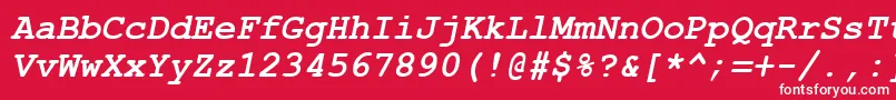 CourtiercBolditalic-fontti – valkoiset fontit punaisella taustalla