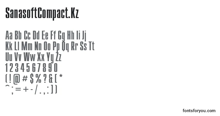 A fonte SanasoftCompact.Kz – alfabeto, números, caracteres especiais