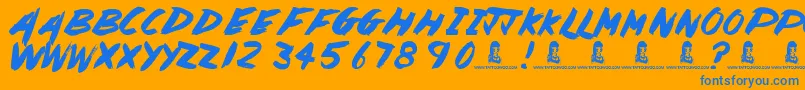 PaintedLady-Schriftart – Blaue Schriften auf orangefarbenem Hintergrund