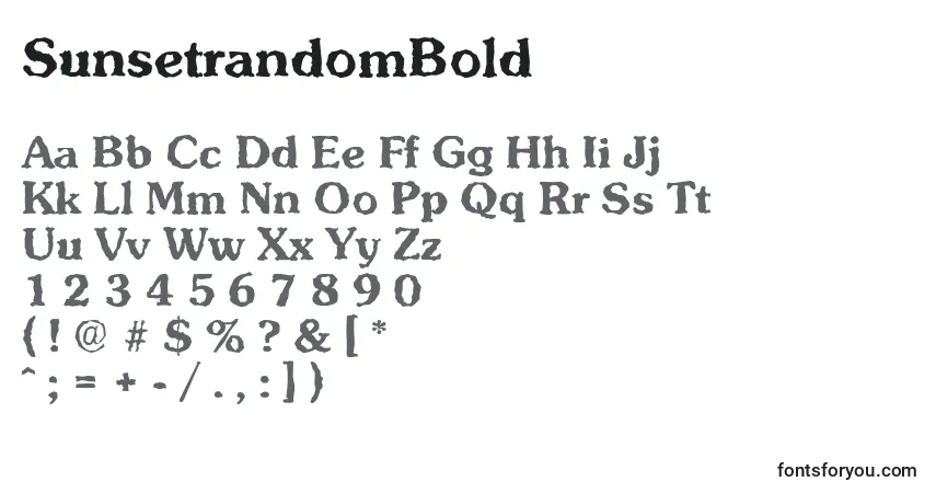 Fuente SunsetrandomBold - alfabeto, números, caracteres especiales