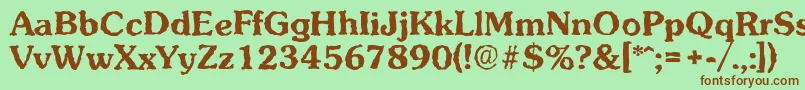 フォントSunsetrandomBold – 緑の背景に茶色のフォント