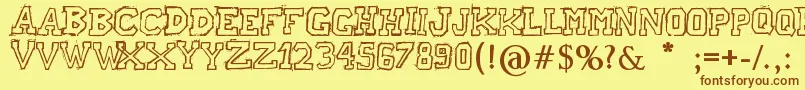 RaslaniAmericanLetters-fontti – ruskeat fontit keltaisella taustalla