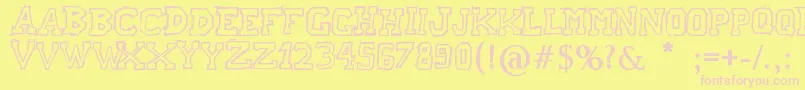 RaslaniAmericanLetters Font – Pink Fonts on Yellow Background