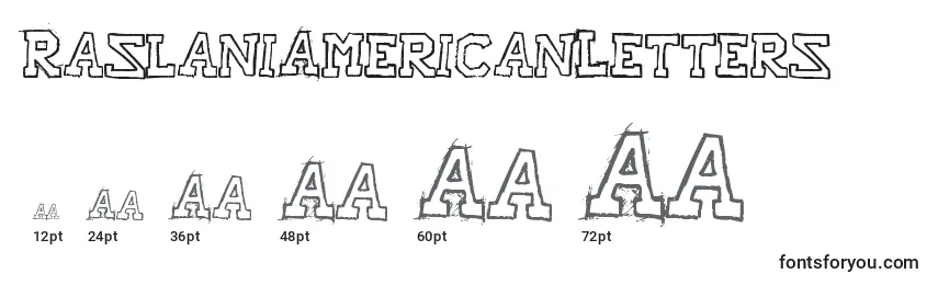 Размеры шрифта RaslaniAmericanLetters