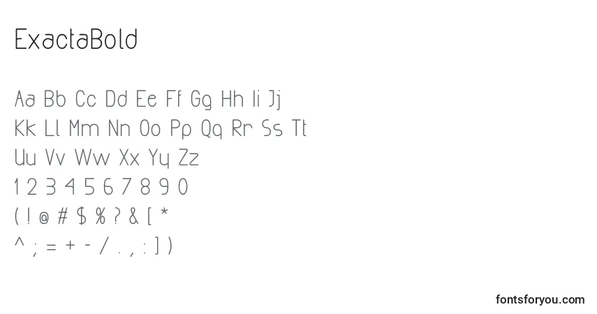 Schriftart ExactaBold – Alphabet, Zahlen, spezielle Symbole