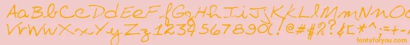 VillaRegular-Schriftart – Orangefarbene Schriften auf rosa Hintergrund