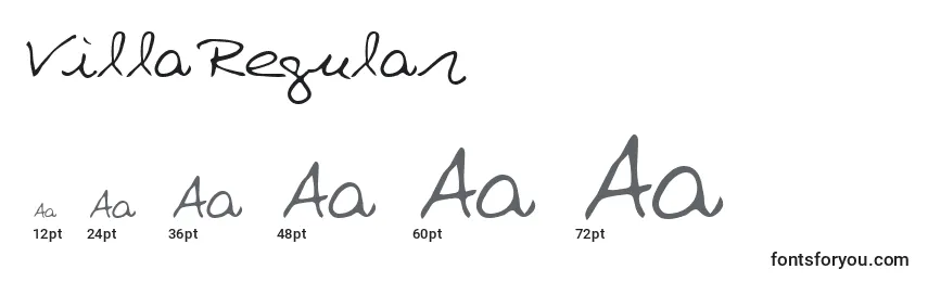 Размеры шрифта VillaRegular