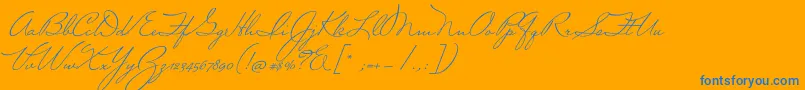 MrSheffield-Schriftart – Blaue Schriften auf orangefarbenem Hintergrund