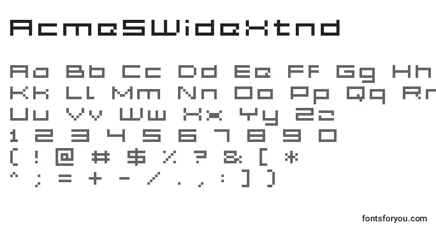 Czcionka Acme5WideXtnd – alfabet, cyfry, specjalne znaki