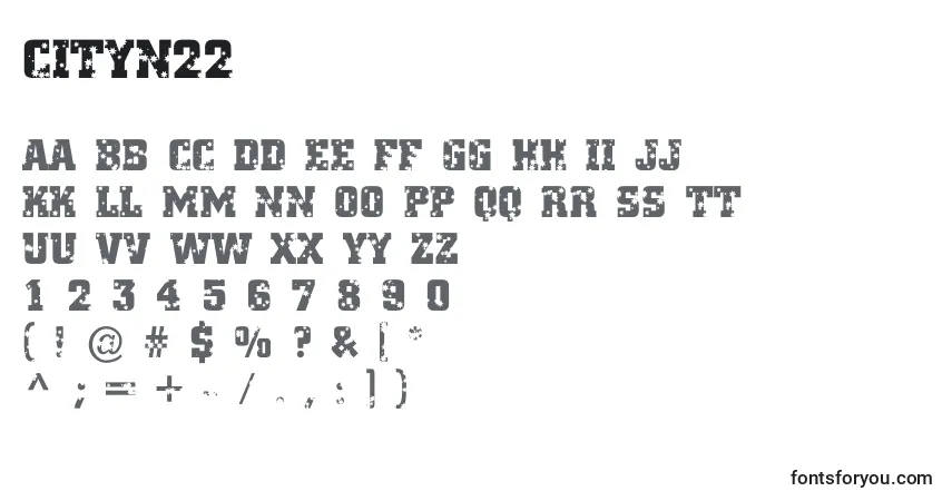 A fonte Cityn22 – alfabeto, números, caracteres especiais