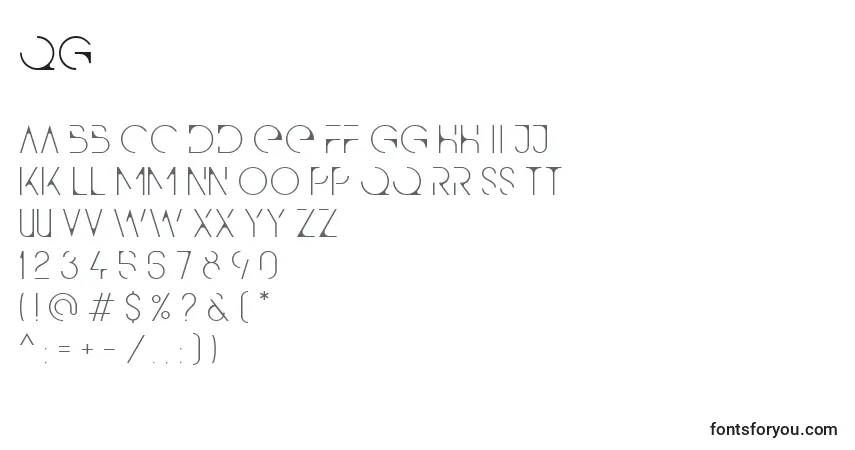 A fonte Qg – alfabeto, números, caracteres especiais