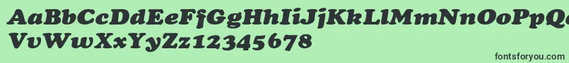 Fonte CooperextHeavyItalic – fontes pretas em um fundo verde