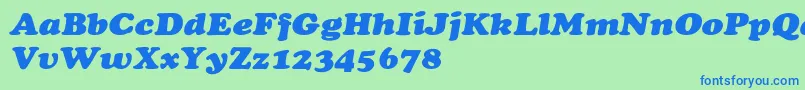 CooperextHeavyItalic-fontti – siniset fontit vihreällä taustalla