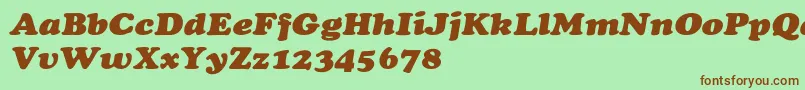 フォントCooperextHeavyItalic – 緑の背景に茶色のフォント